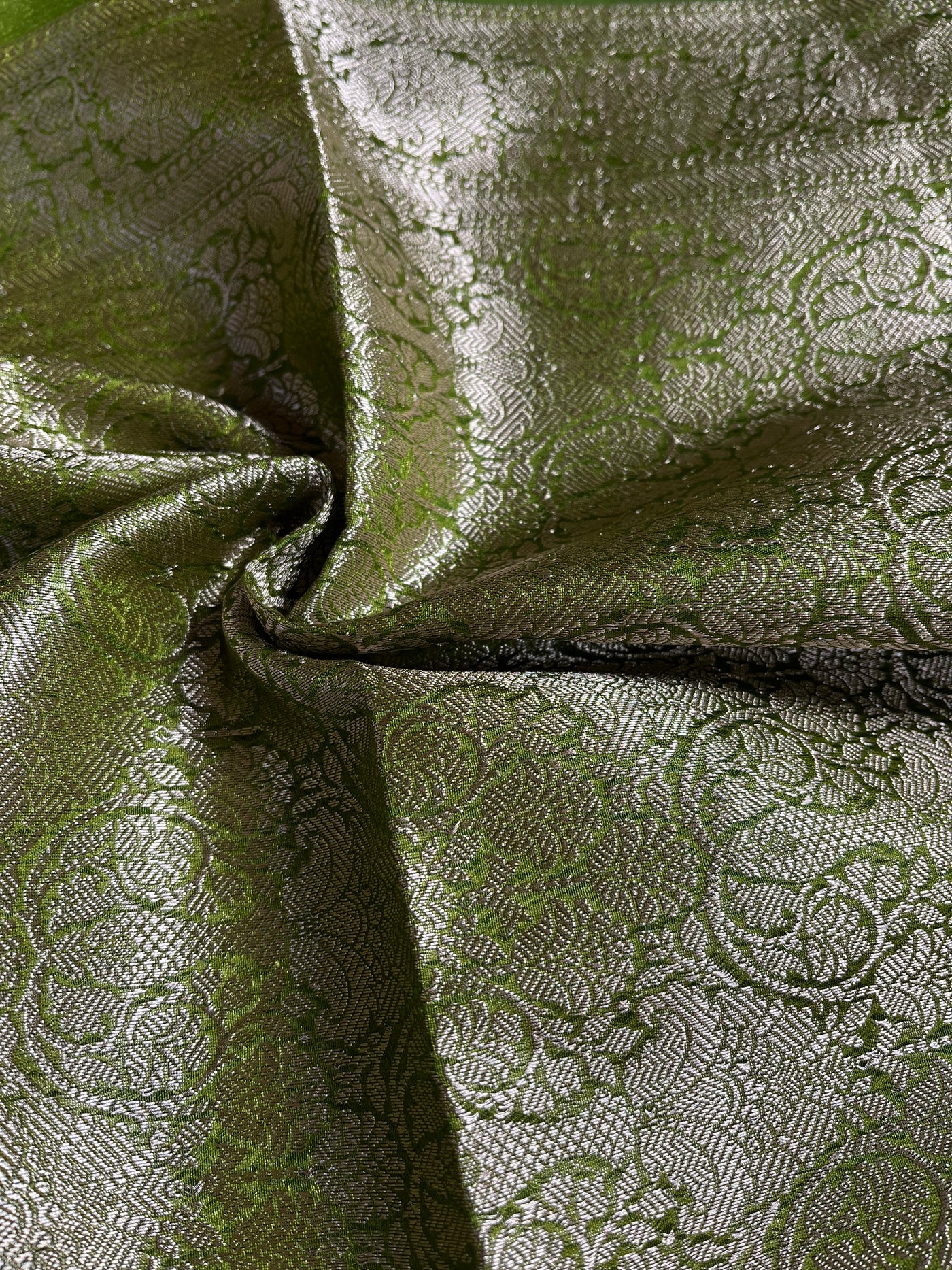 PARIJAT : HEENA GREEN, WEDDING WEAR BANARASI CHANDERI SILK SAREE