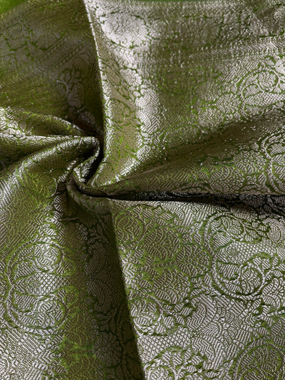 PARIJAT : HEENA GREEN, WEDDING WEAR BANARASI CHANDERI SILK SAREE