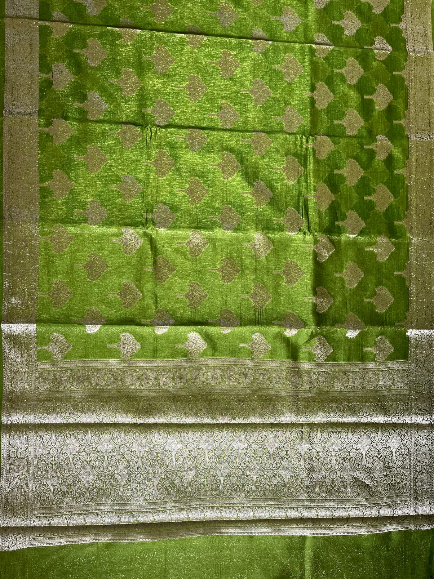 PARIJAT : HEENA GREEN, WEDDING WEAR BANARASI CHANDERI SILK SAREE