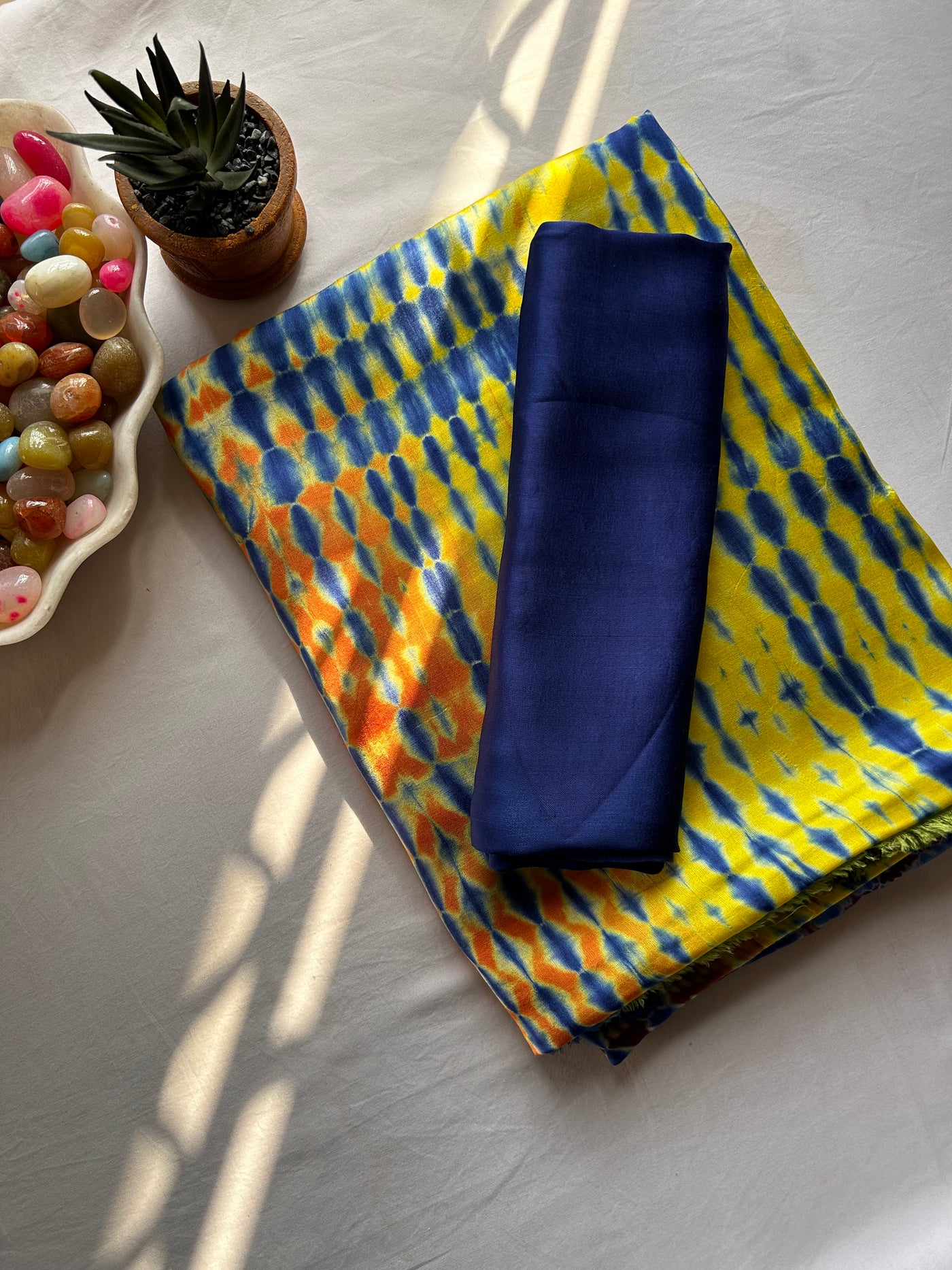 Blueberry lemon candy: Handmade Modal Silk Saree with Tissue Pallu