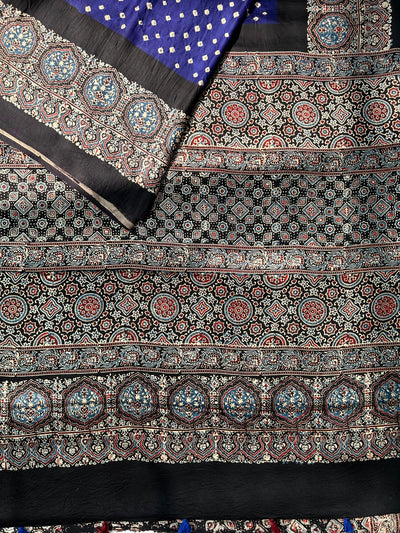 Komal: AJRAKH BANDHEJ MODAL SILK SAREE