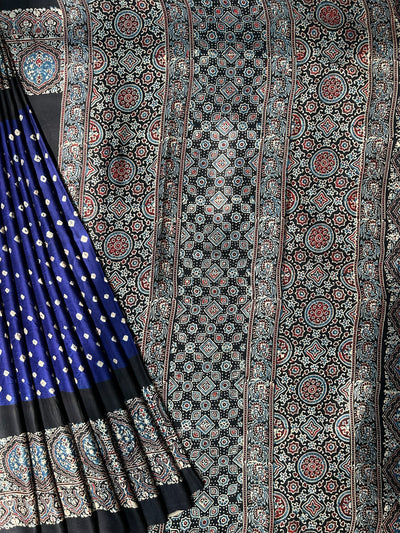 Komal: AJRAKH BANDHEJ MODAL SILK SAREE