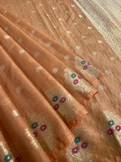 NIYATI: ORANGE PARTYWEAR PURE COTTON-EXCEL JAMDANI INSPIRED SAREE