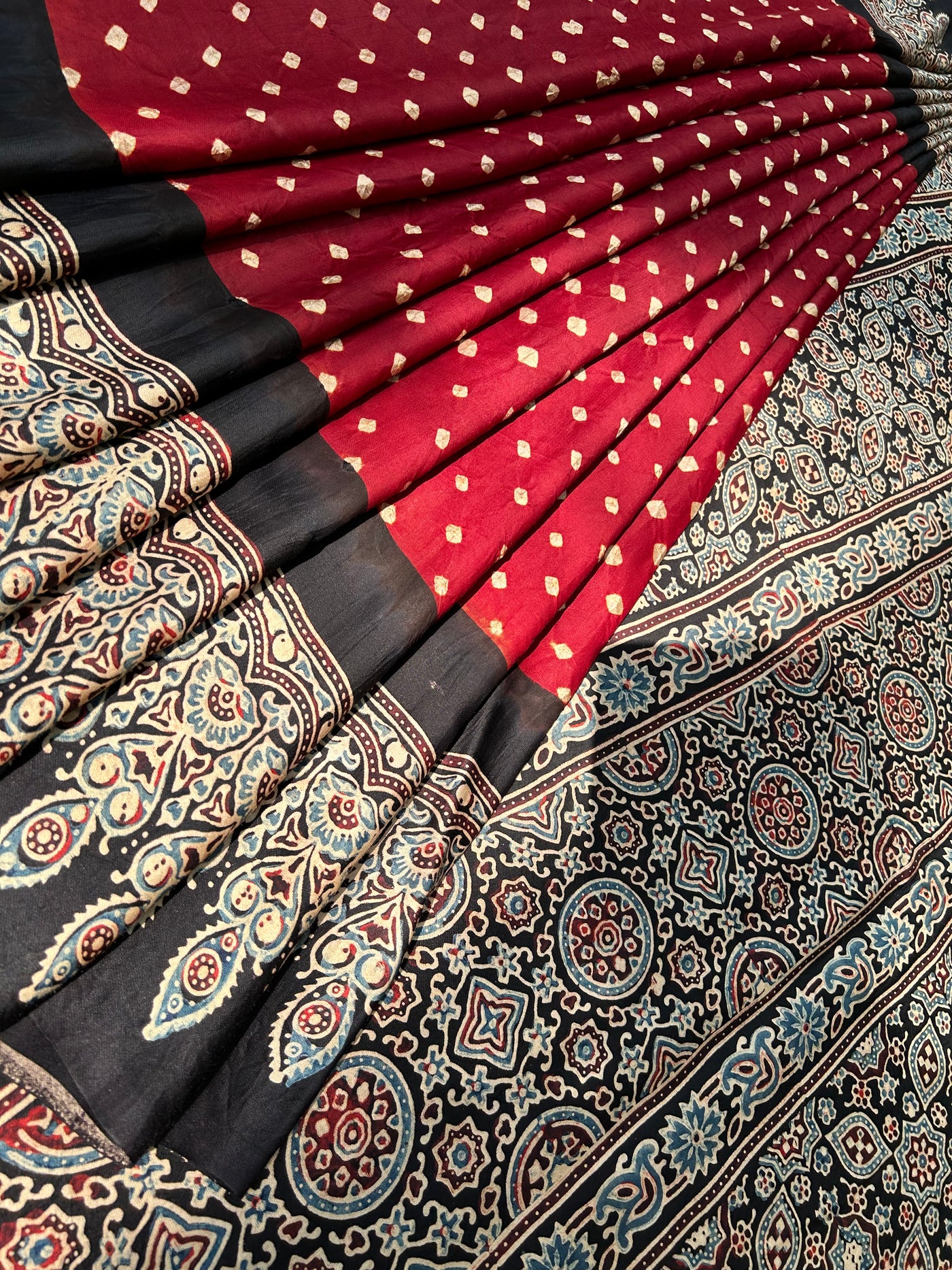 Hansha: AJRAKH BANDHEJ MODAL SILK SAREE