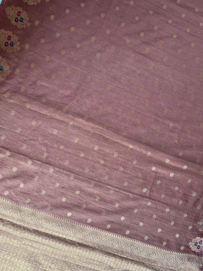 KAMINI: ROSE PINK PARTYWEAR PURE COTTON-EXCEL JAMDANI INSPIRED SAREE