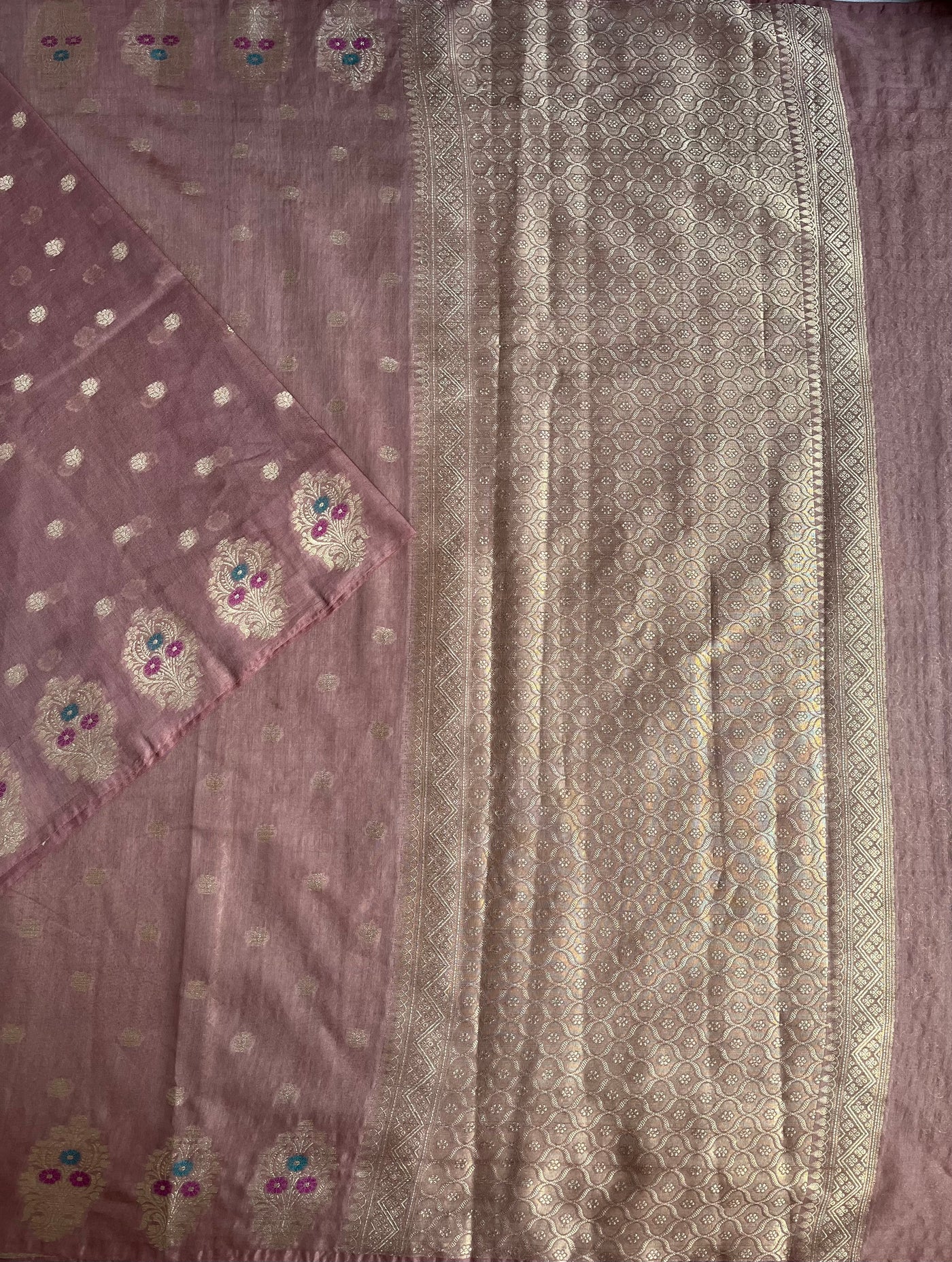 KAMINI: ROSE PINK PARTYWEAR PURE COTTON-EXCEL JAMDANI INSPIRED SAREE