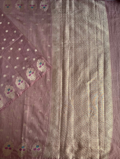 KAMINI: ROSE PINK PARTYWEAR PURE COTTON-EXCEL JAMDANI INSPIRED SAREE