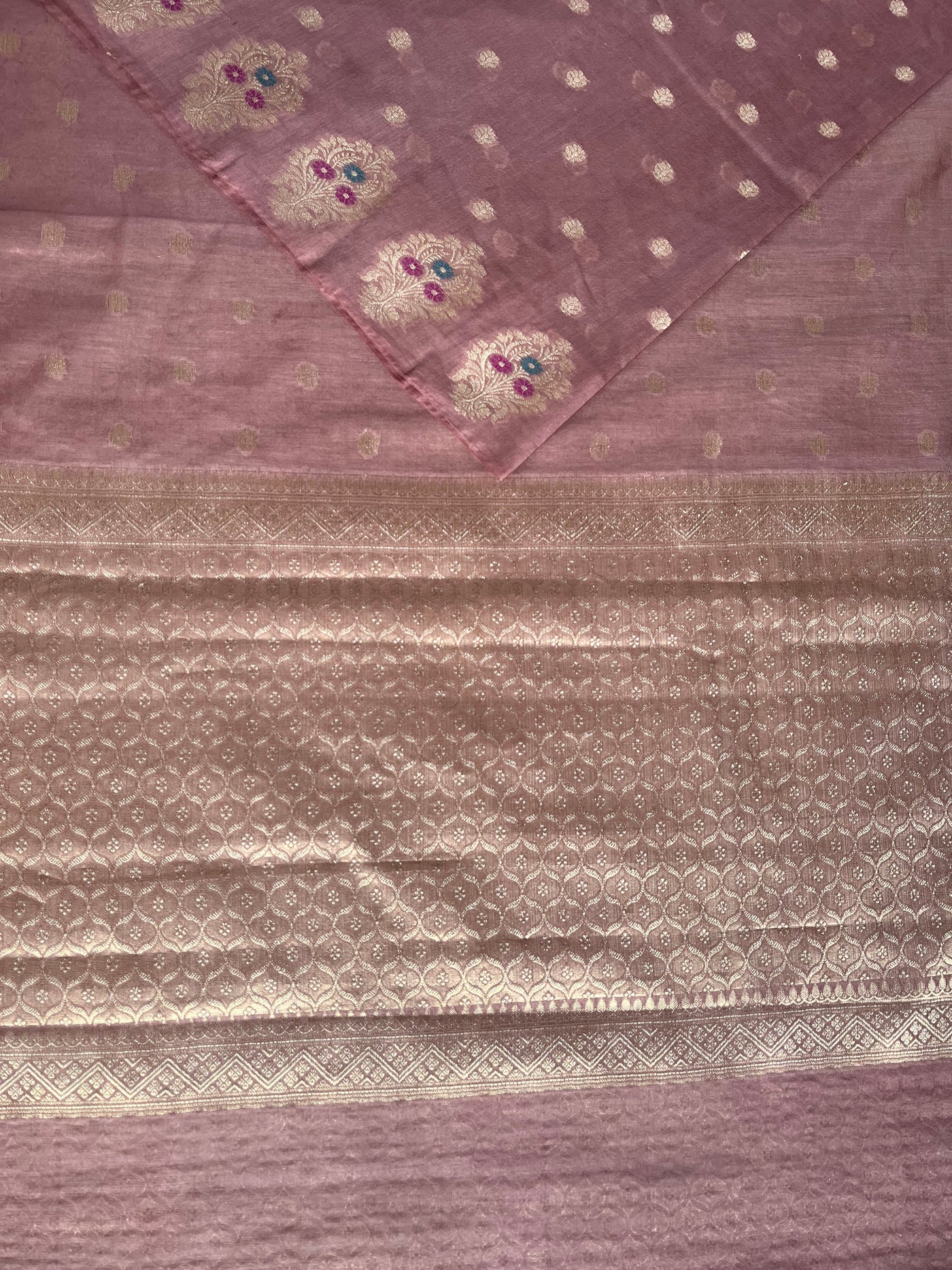 KAMINI: ROSE PINK PARTYWEAR PURE COTTON-EXCEL JAMDANI INSPIRED SAREE
