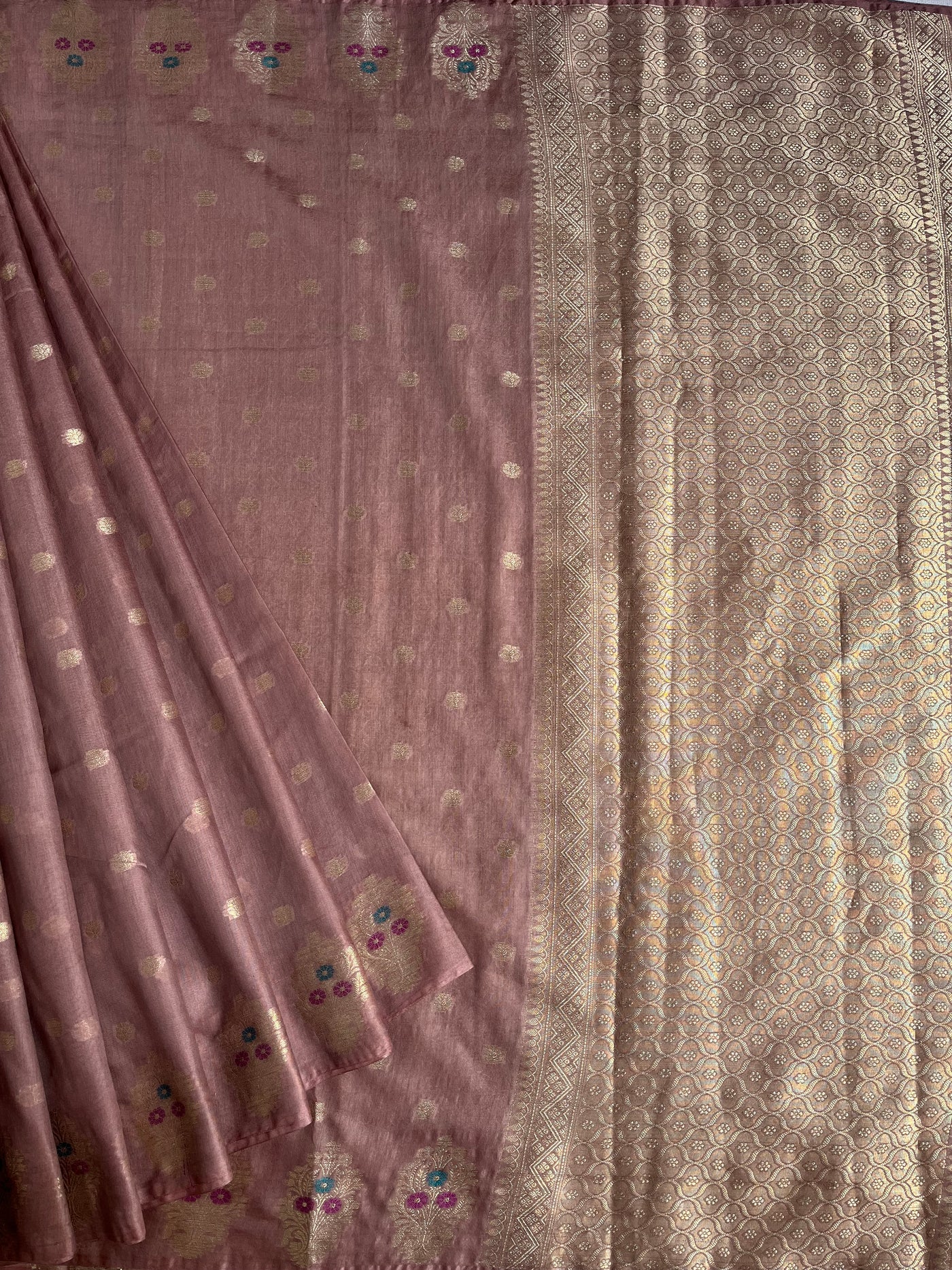 KAMINI: ROSE PINK PARTYWEAR PURE COTTON-EXCEL JAMDANI INSPIRED SAREE