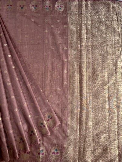 KAMINI: ROSE PINK PARTYWEAR PURE COTTON-EXCEL JAMDANI INSPIRED SAREE