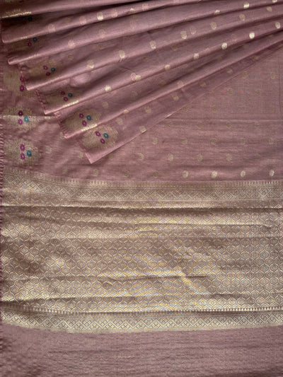 KAMINI: ROSE PINK PARTYWEAR PURE COTTON-EXCEL JAMDANI INSPIRED SAREE