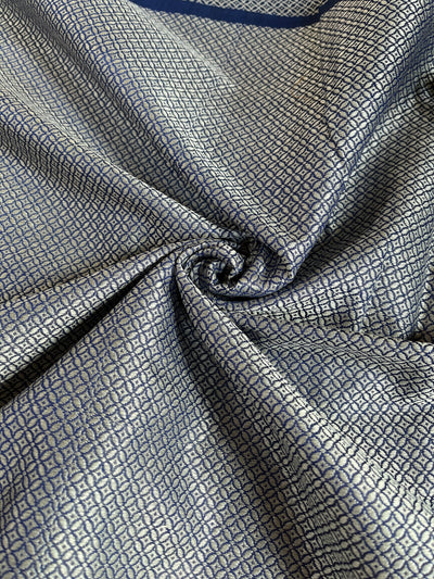 RAGINI:  ROYAL BLUE PARTYWEAR PURE COTTON-EXCEL JAMDANI INSPIRED SAREE