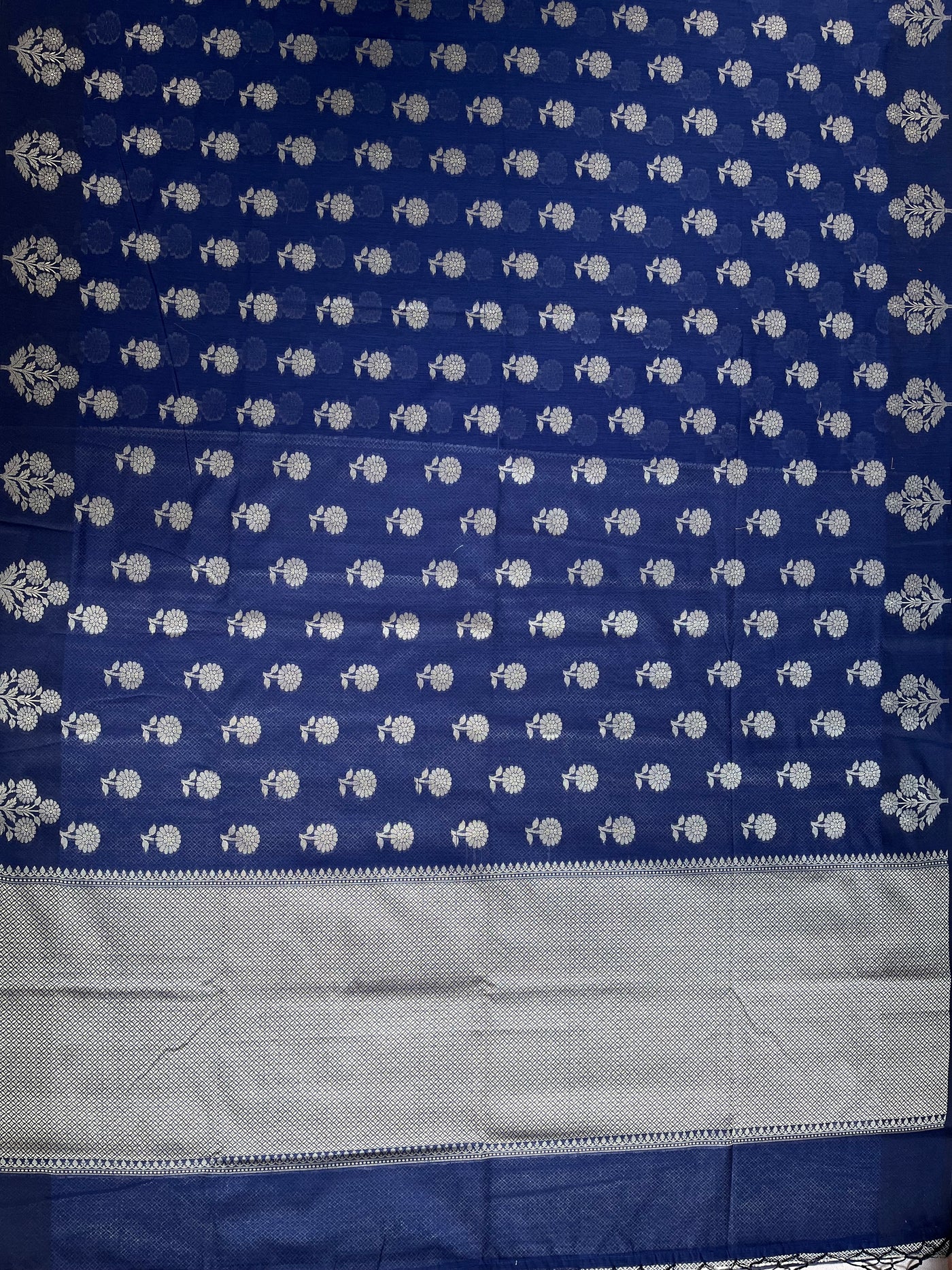 RAGINI:  ROYAL BLUE PARTYWEAR PURE COTTON-EXCEL JAMDANI INSPIRED SAREE