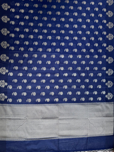 RAGINI:  ROYAL BLUE PARTYWEAR PURE COTTON-EXCEL JAMDANI INSPIRED SAREE