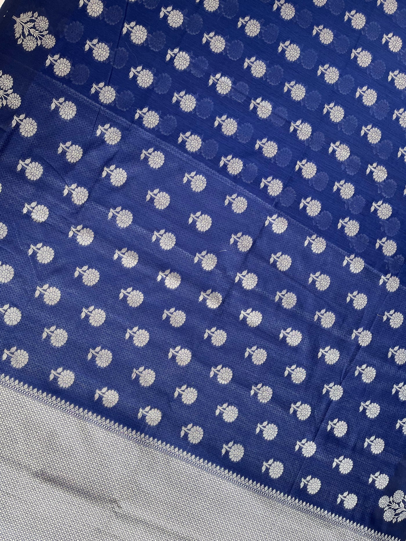 RAGINI:  ROYAL BLUE PARTYWEAR PURE COTTON-EXCEL JAMDANI INSPIRED SAREE