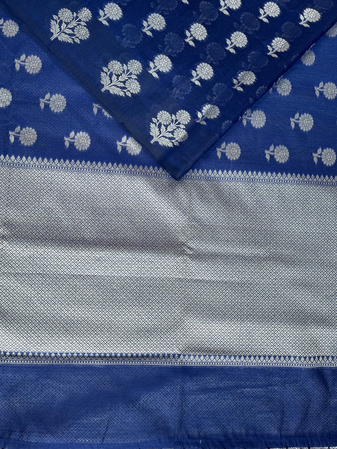 RAGINI:  ROYAL BLUE PARTYWEAR PURE COTTON-EXCEL JAMDANI INSPIRED SAREE