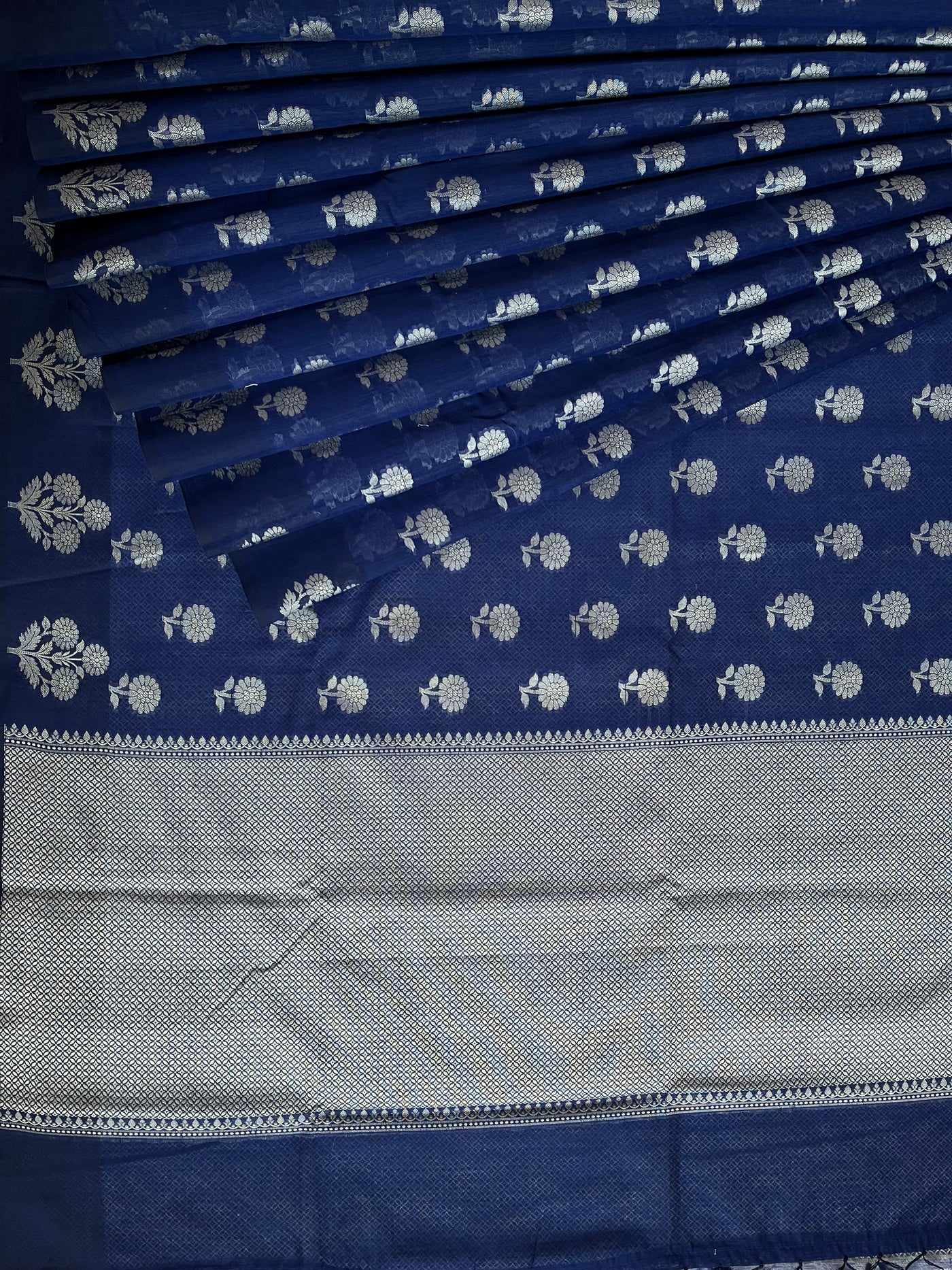 RAGINI:  ROYAL BLUE PARTYWEAR PURE COTTON-EXCEL JAMDANI INSPIRED SAREE