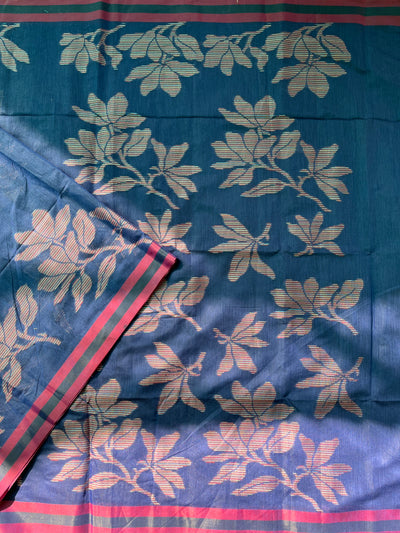 DAMINI: VIOLET, PARTYWEAR PURE COTTON-EXCEL JAMDANI INSPIRED SAREE