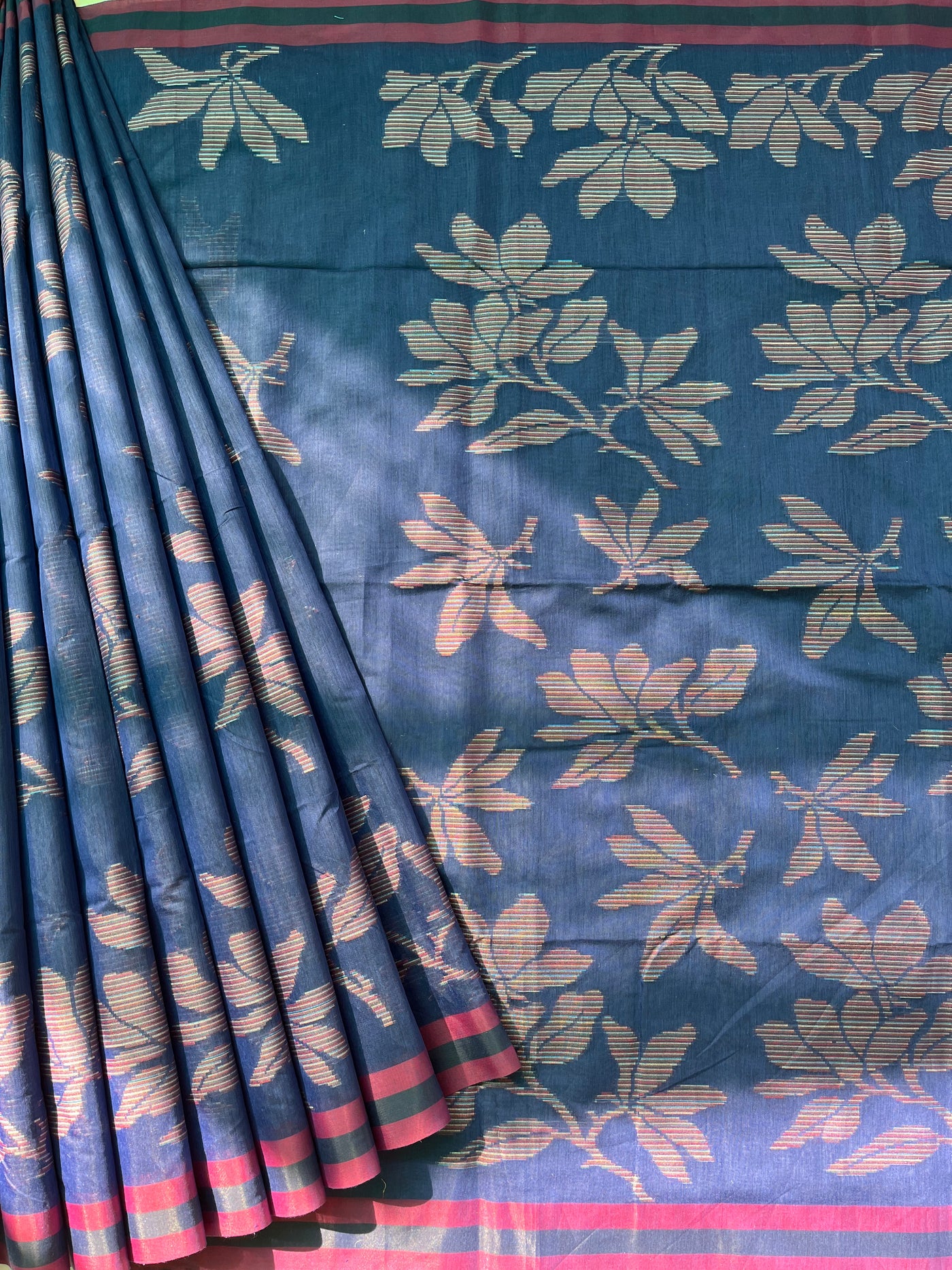 DAMINI: VIOLET, PARTYWEAR PURE COTTON-EXCEL JAMDANI INSPIRED SAREE