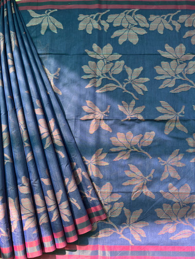 DAMINI: VIOLET, PARTYWEAR PURE COTTON-EXCEL JAMDANI INSPIRED SAREE