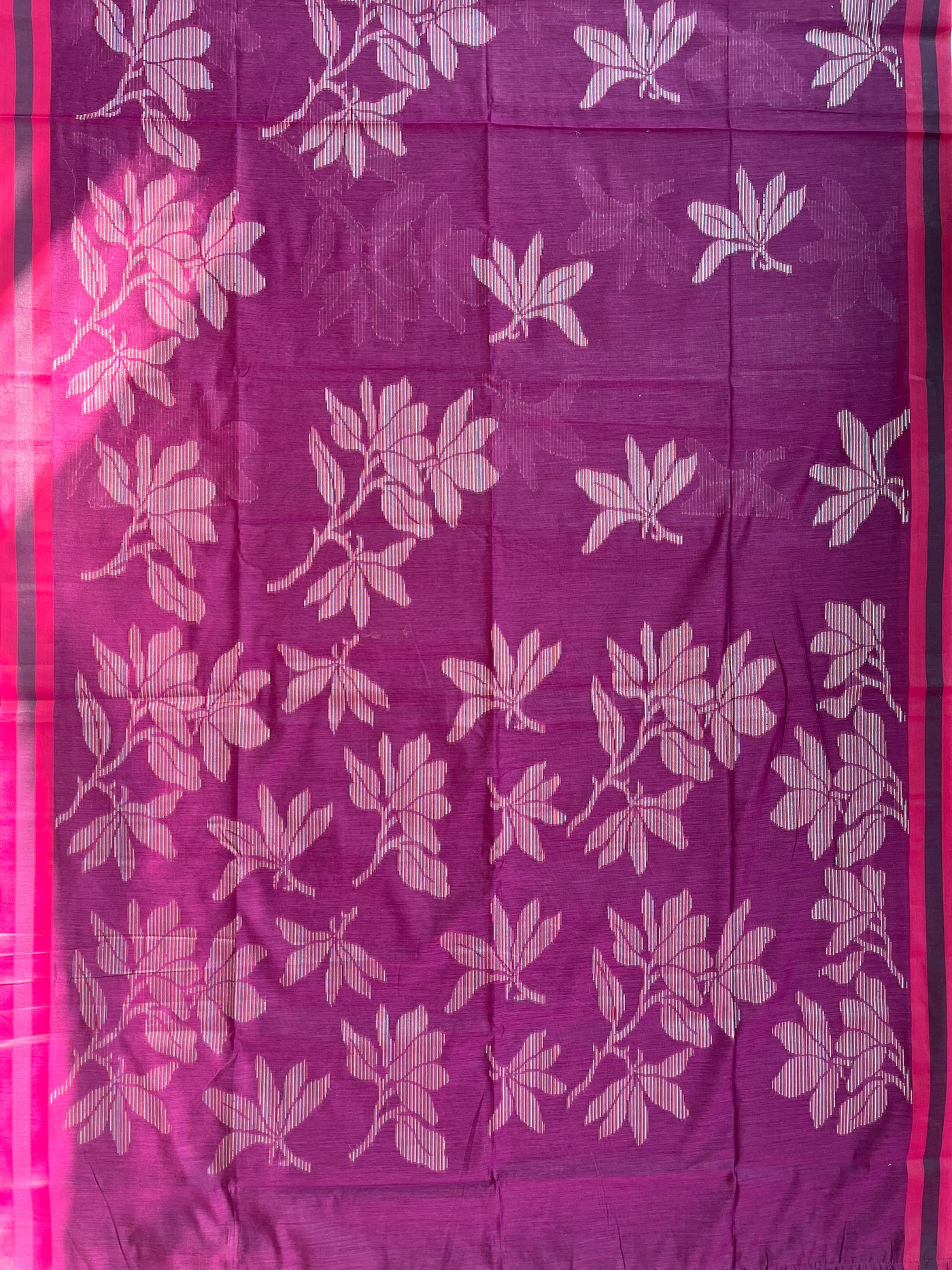 SHAKUNTALA: MAGENTA PARTYWEAR PURE COTTON-EXCEL JAMDANI INSPIRED SAREE