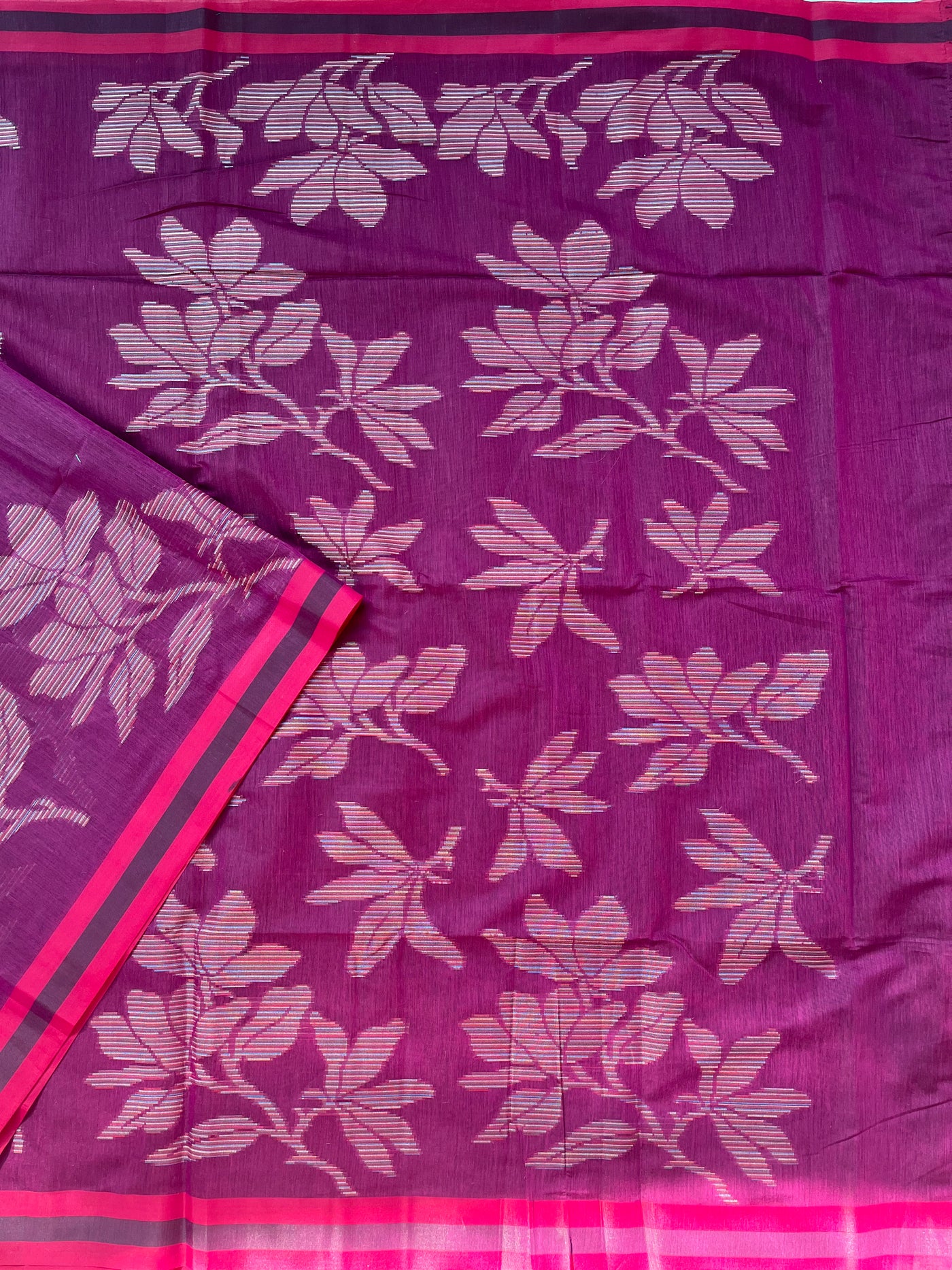 SHAKUNTALA: MAGENTA PARTYWEAR PURE COTTON-EXCEL JAMDANI INSPIRED SAREE