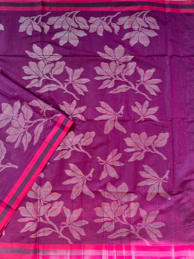 SHAKUNTALA: MAGENTA PARTYWEAR PURE COTTON-EXCEL JAMDANI INSPIRED SAREE