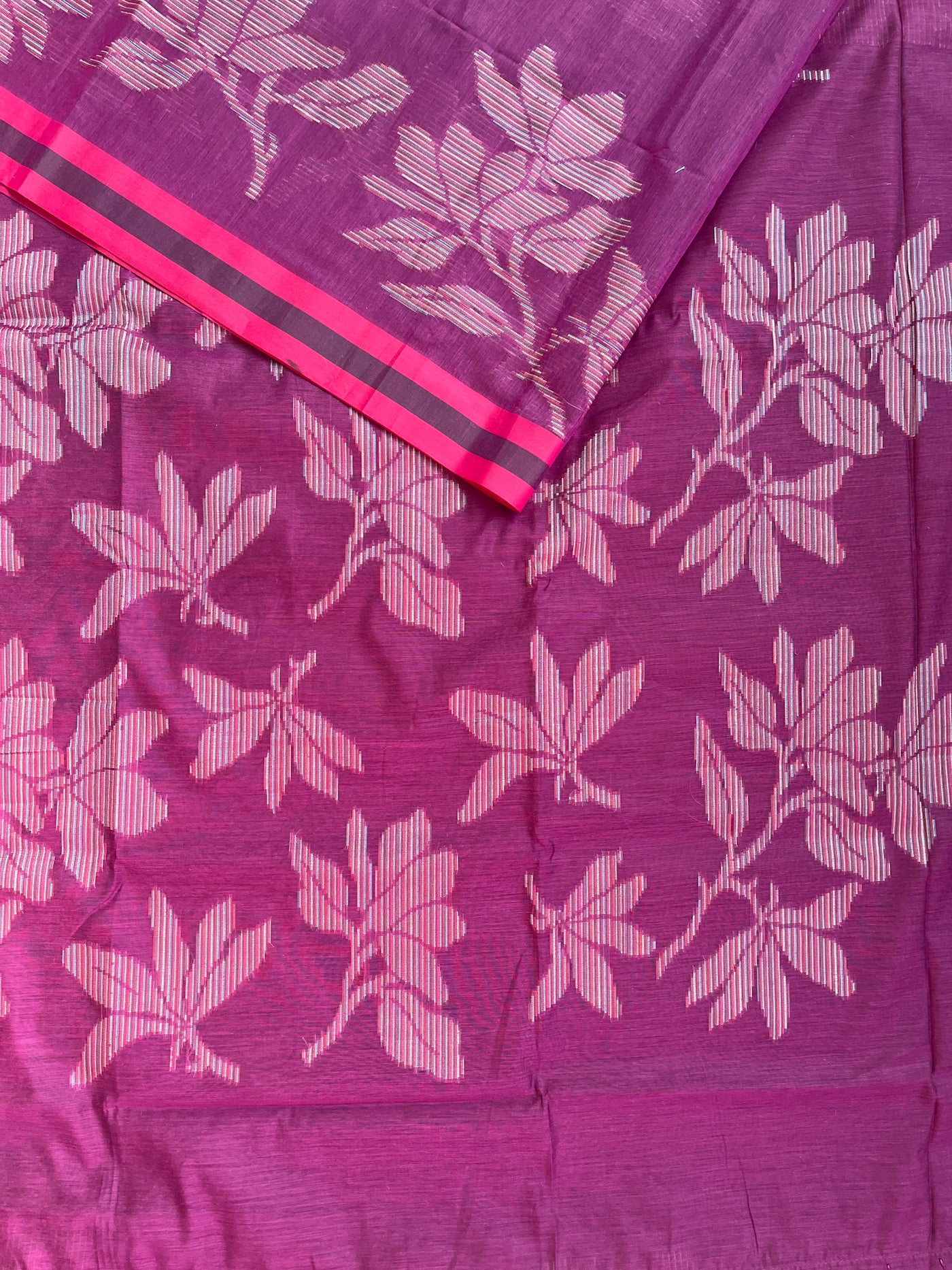 SHAKUNTALA: MAGENTA PARTYWEAR PURE COTTON-EXCEL JAMDANI INSPIRED SAREE
