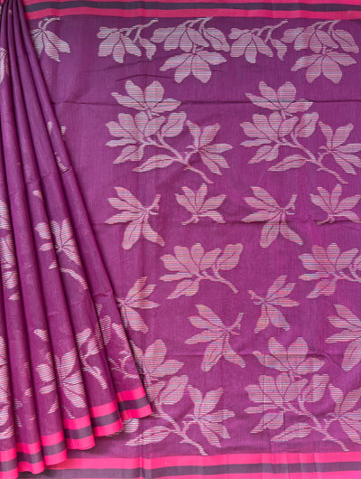 SHAKUNTALA: MAGENTA PARTYWEAR PURE COTTON-EXCEL JAMDANI INSPIRED SAREE
