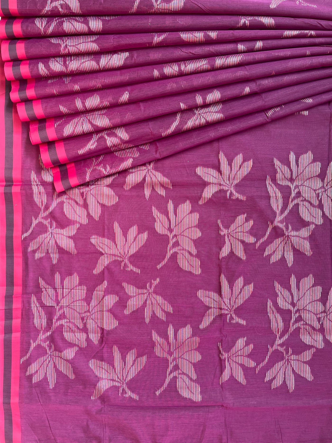 SHAKUNTALA: MAGENTA PARTYWEAR PURE COTTON-EXCEL JAMDANI INSPIRED SAREE