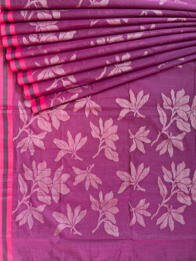 SHAKUNTALA: MAGENTA PARTYWEAR PURE COTTON-EXCEL JAMDANI INSPIRED SAREE