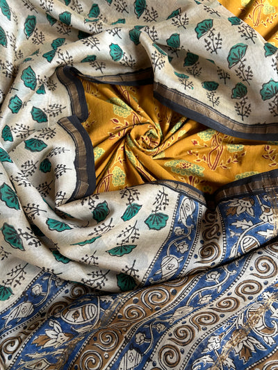 GUNJA: HANDBLOCK PRINTED AJRAKH COTTON 2 PIECE SUIT SET WITH CHANDERI DUPATTA