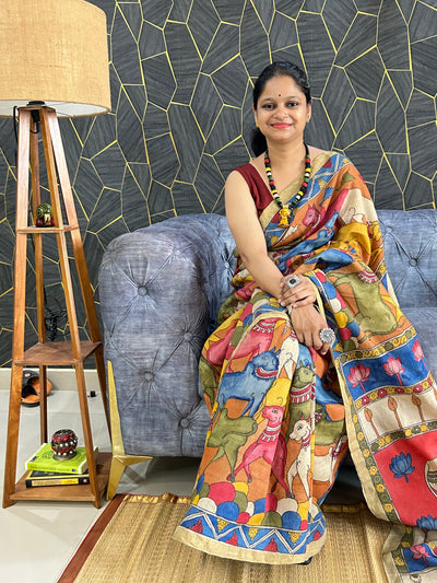 Nandini: Handloom Pure Tussar Kalamkari saree