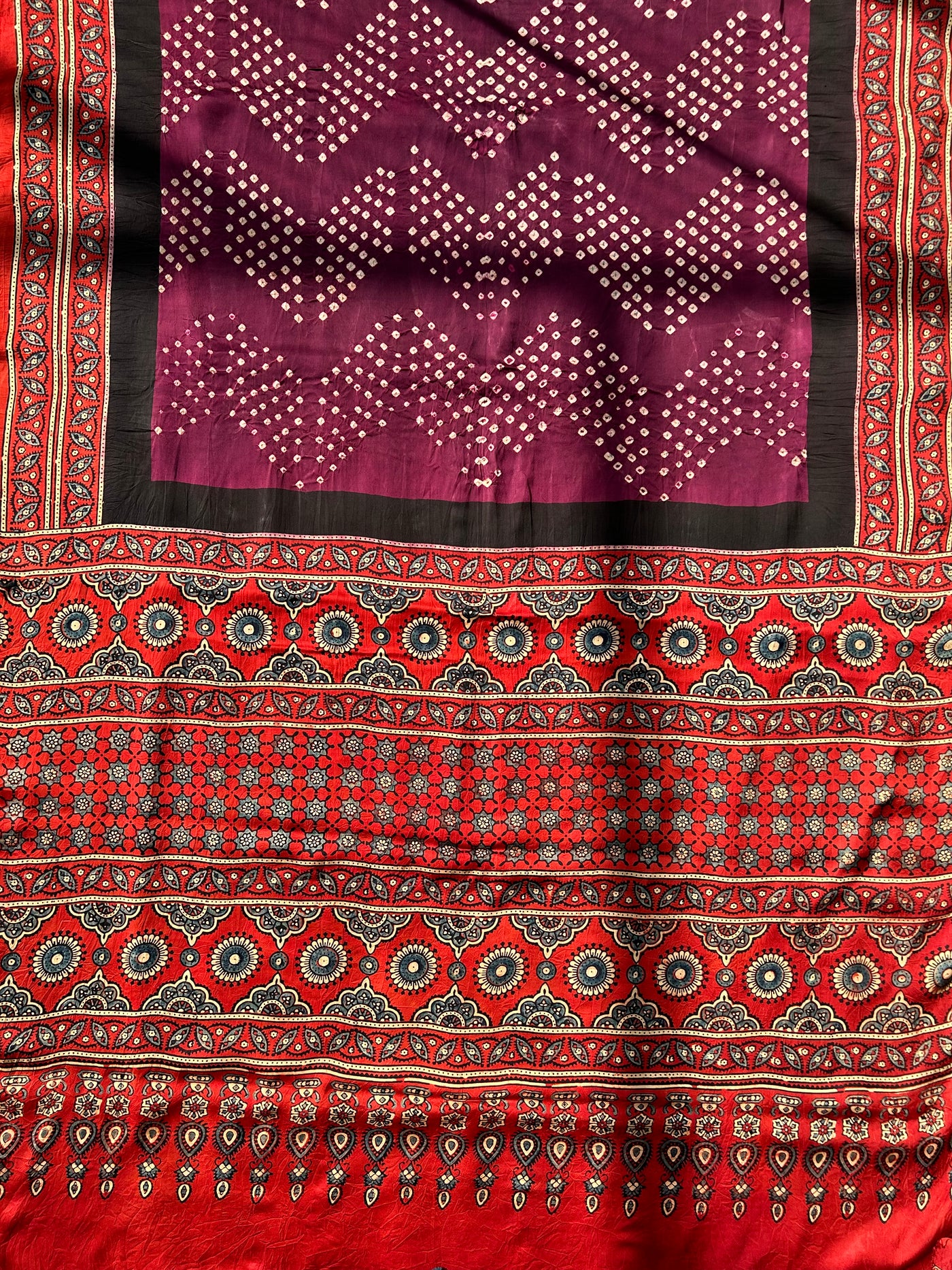 ANIKA: AJRAKH BANDHEJ MODAL SILK SAREE