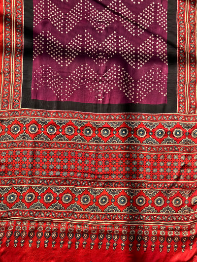 ANIKA: AJRAKH BANDHEJ MODAL SILK SAREE