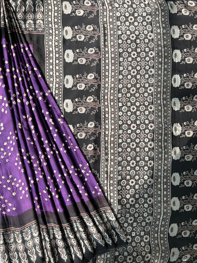 Ritu: AJRAKH BANDHEJ MODAL SILK SAREE