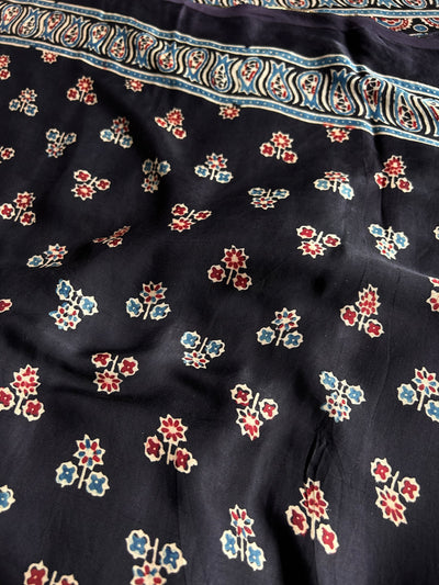 UTSAVI: HANDBLOCK AJRAKH MODAL SILK SAREE WITH TISSUE PALLU