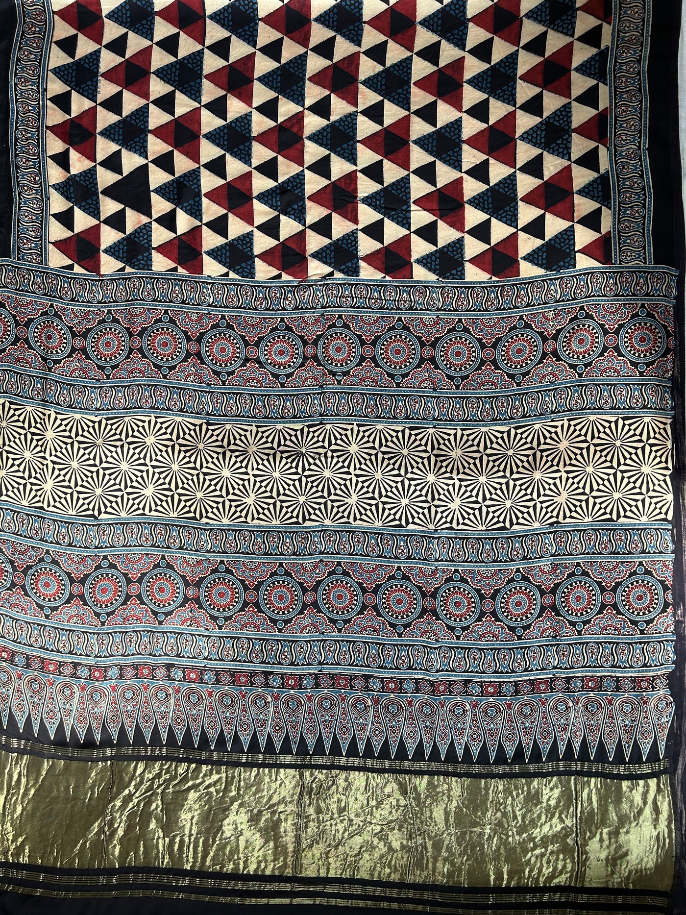 UTSAVI: HANDBLOCK AJRAKH MODAL SILK SAREE WITH TISSUE PALLU