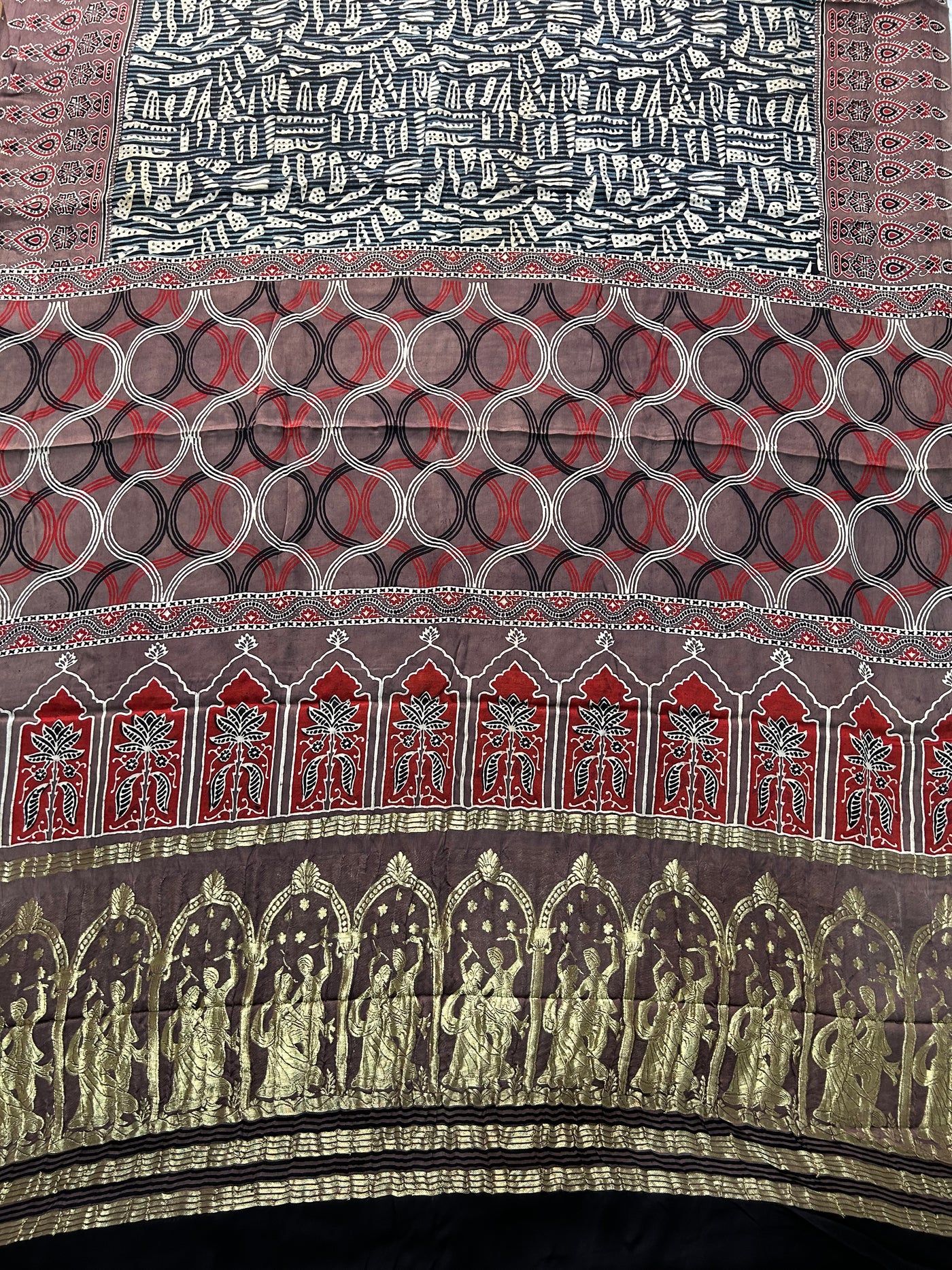 SHEHNAI: MODAL SILK TISSUE Meenakari AJRAKH