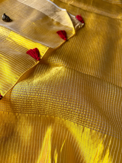 SHAGUN: HANDLOOM PURE SILK CHANDERI SAREE WITH EK NALIYA BOOTA