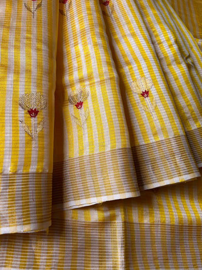 SHAGUN: HANDLOOM PURE SILK CHANDERI SAREE WITH EK NALIYA BOOTA