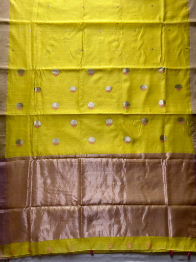 Aadilakshmi: HANDLOOM SILK  BY COTTON CHANDERI SAREE WITH EK NALIYA BOOTA