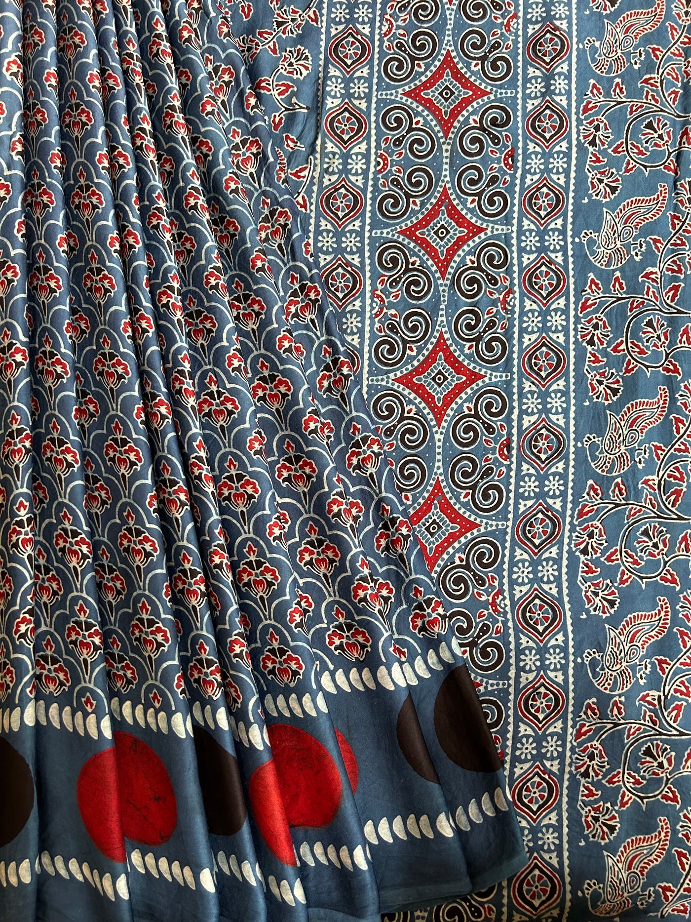 Surabhi :MADDER, HAND BLOCK AJRAKH MODAL SILK SAREE
