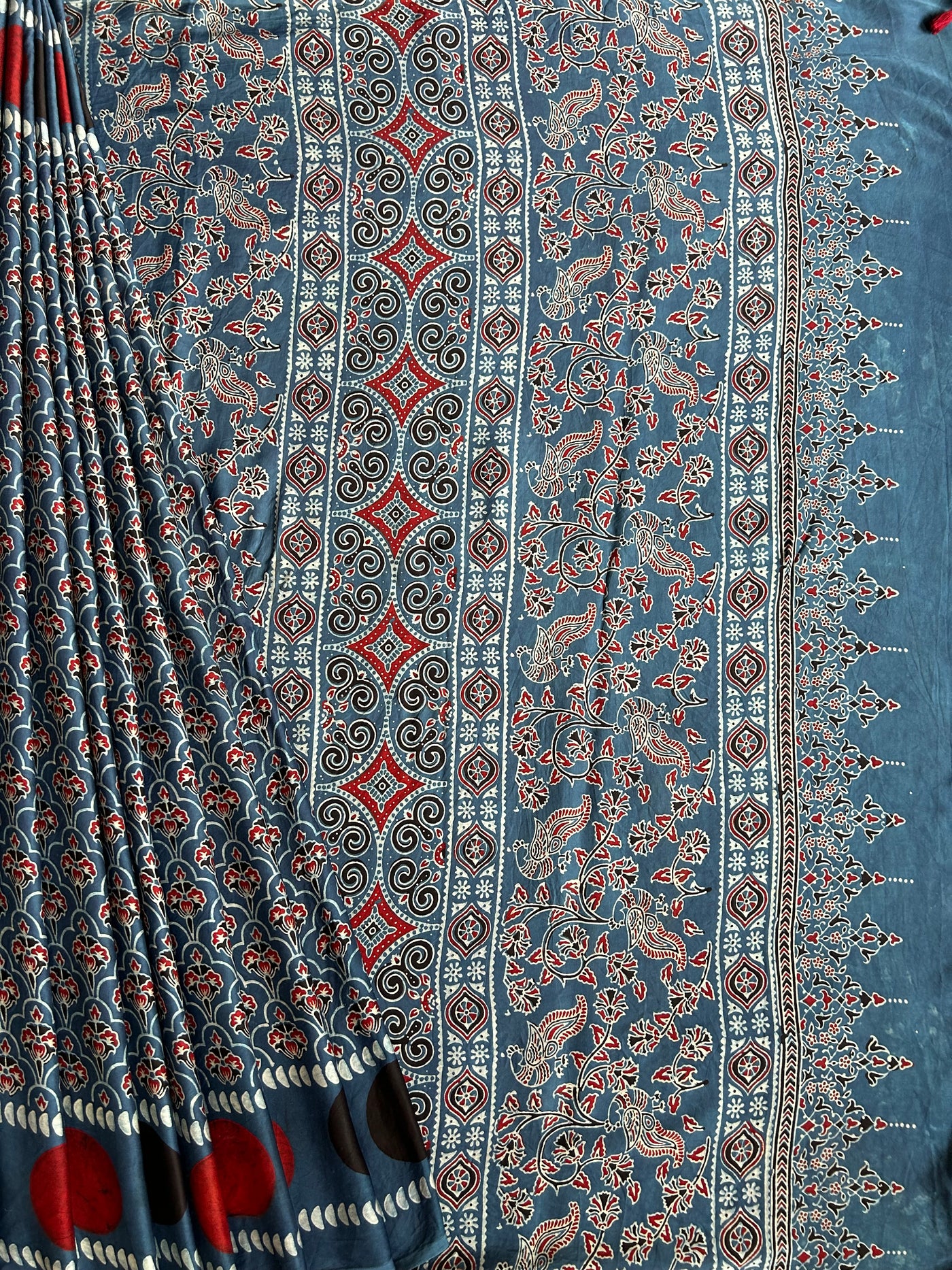Surabhi :MADDER, HAND BLOCK AJRAKH MODAL SILK SAREE