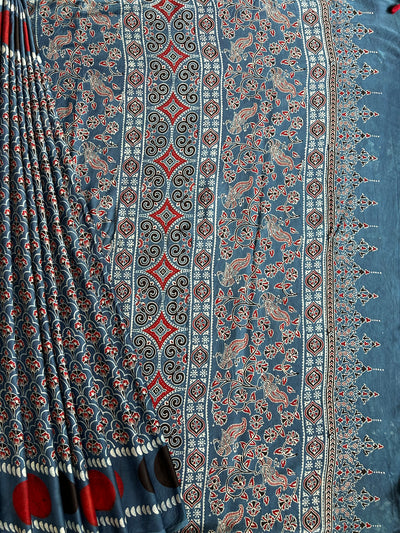 Surabhi :MADDER, HAND BLOCK AJRAKH MODAL SILK SAREE