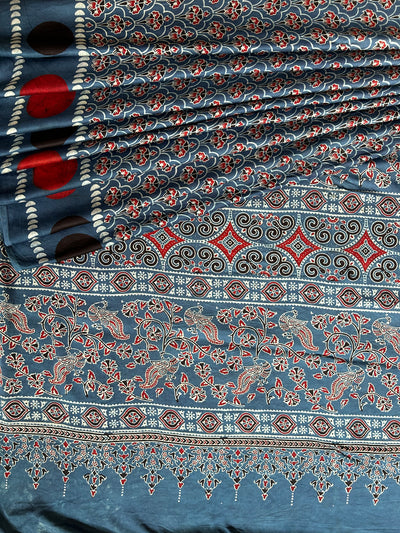 Surabhi :MADDER, HAND BLOCK AJRAKH MODAL SILK SAREE