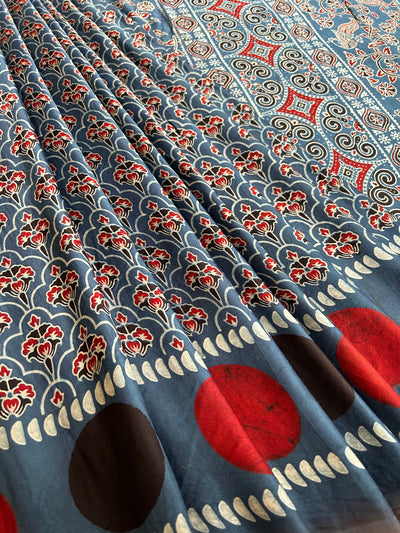 Surabhi :MADDER, HAND BLOCK AJRAKH MODAL SILK SAREE
