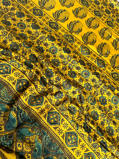 Adira: HANDBLOCK AJRAKH MODAL SILK SAREE