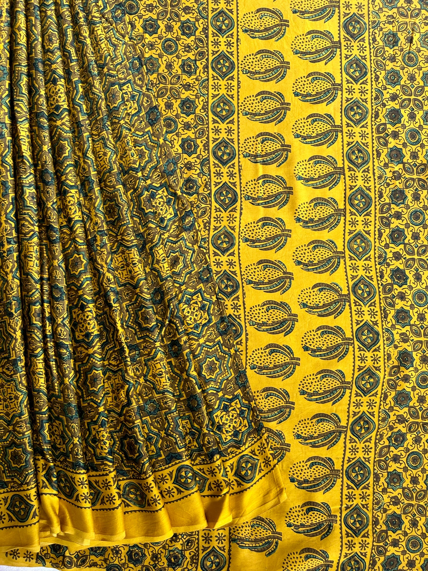 Adira: HANDBLOCK AJRAKH MODAL SILK SAREE