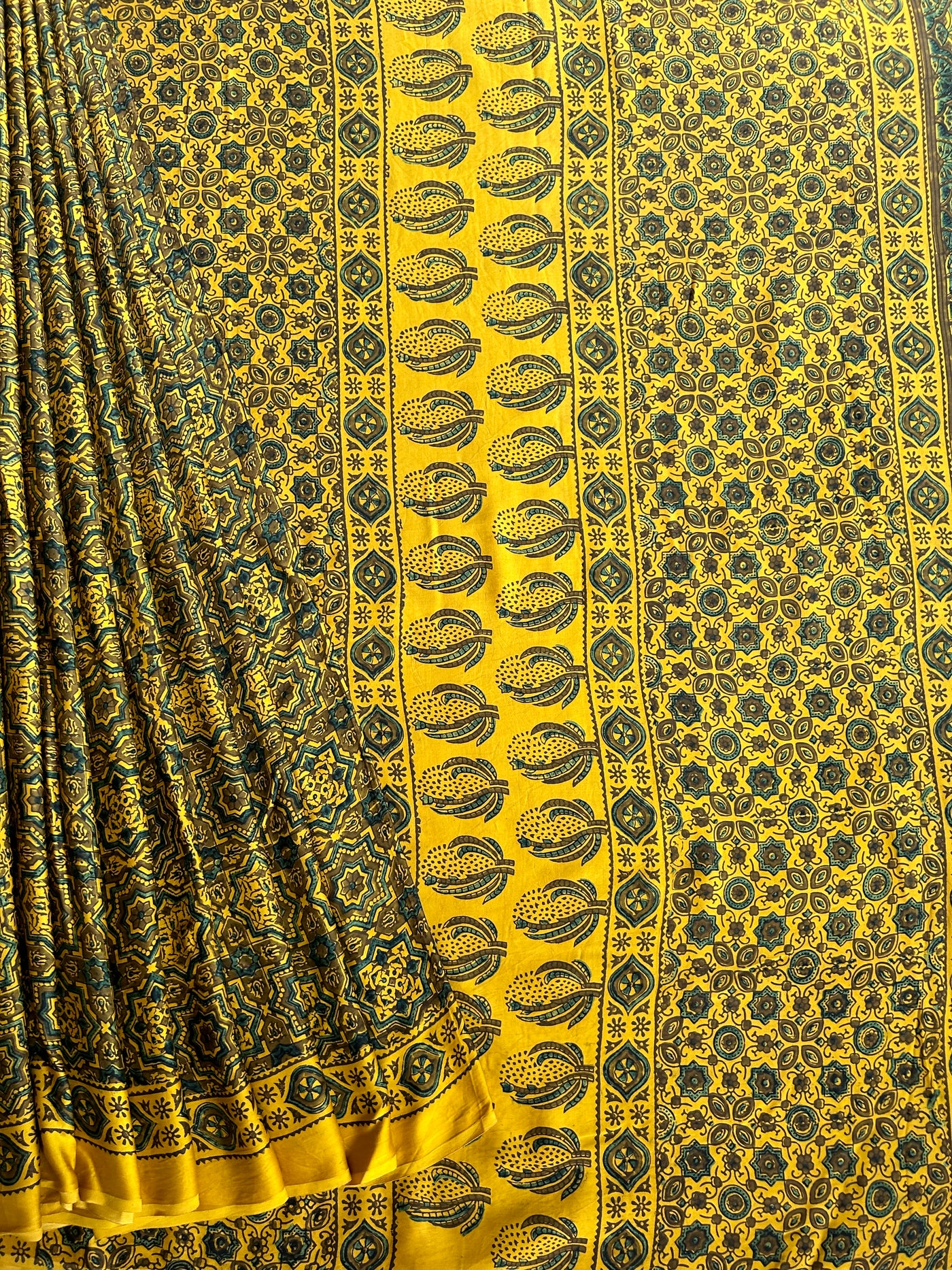 Adira: HANDBLOCK AJRAKH MODAL SILK SAREE